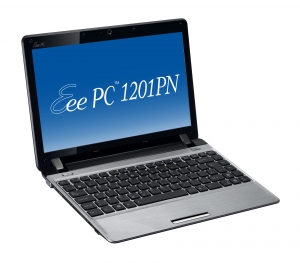 Eee PC Seashell 1201PN (silver, capac deschis, lateral)