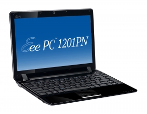 Eee PC Seashell 1201PN (negru, capac deschis)